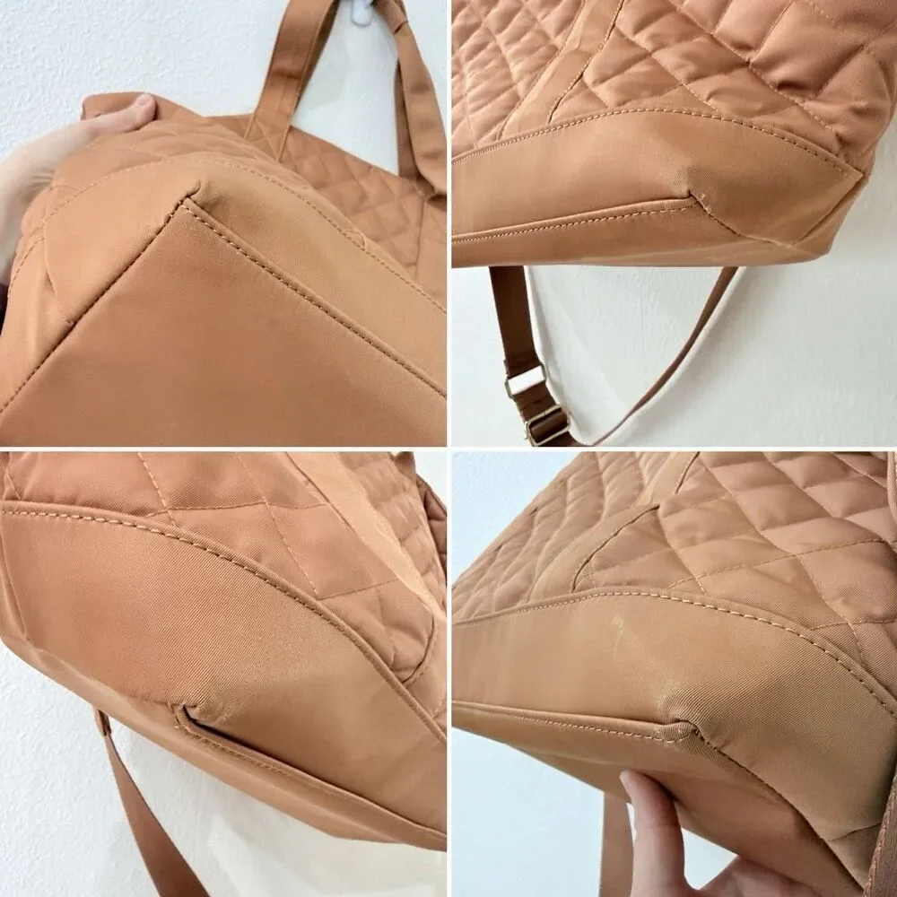 Stoney Clover Lane Desert Dreams Quilted Puffy Tote Bag Large Tan Orange